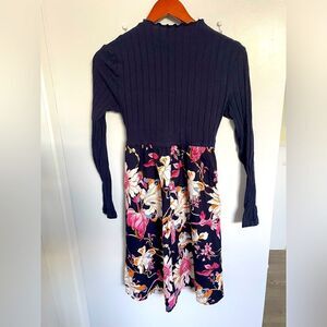 Navy blue floral full sleeves dress size s